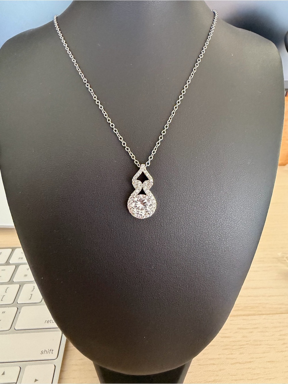 Sterling Silver White Cubic Zirconia Pendant Necklace